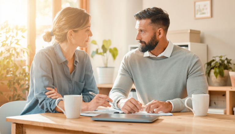 Two nonprofit staff members reviewing their marketing plans together at a table